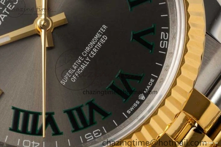 0102 UrbanChic DateJust 36mm SS YG DIWF 1:1 Best Edition 904L Steel Gray Dial Green Markers on Jubilee Bracelet SA 2309